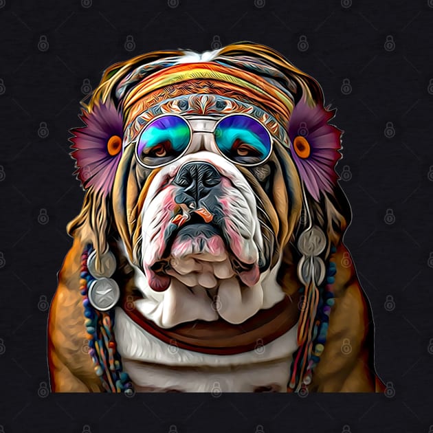 Hippy Hippie British Bulldog by Unboxed Mind of J.A.Y LLC 